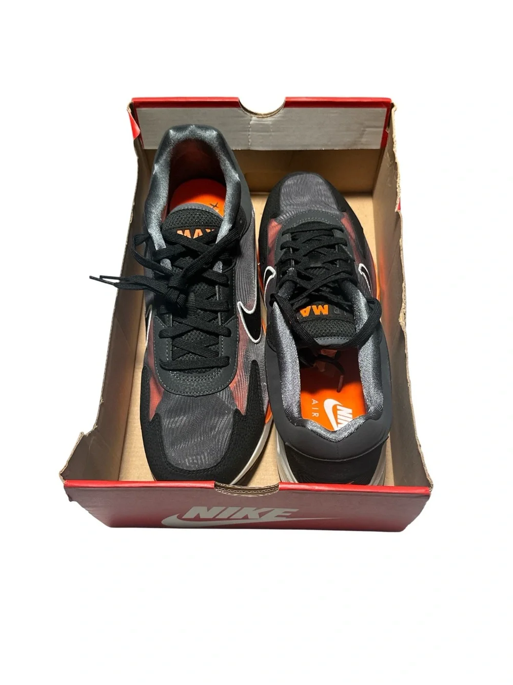 Nike Black & Orange Athletic Sneakers with White Swoosh‎